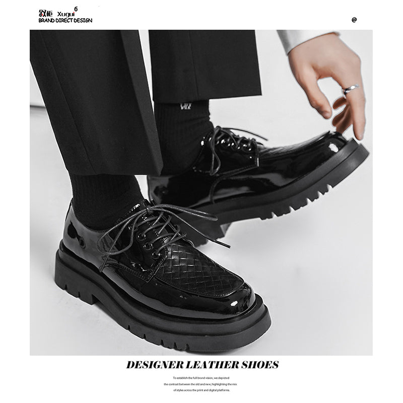 Japanese Leather Shoes Men's Summer Retro Trend Wild Black Single Shoes