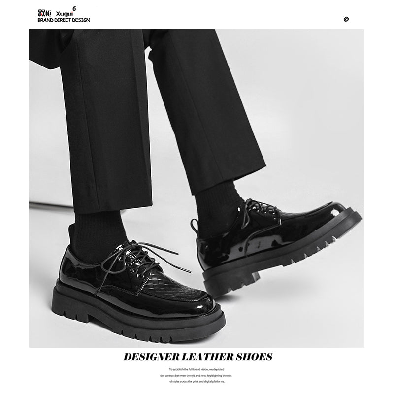 Japanese Leather Shoes Men's Summer Retro Trend Wild Black Single Shoes