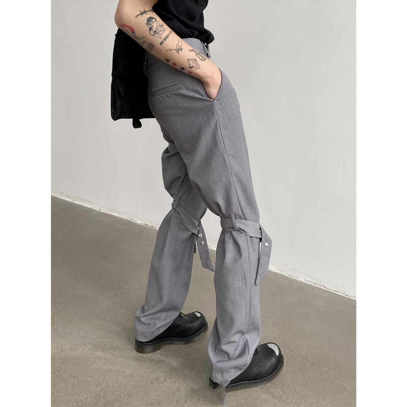 Knee Braid Structure Personality Straight Trousers For Men And Women