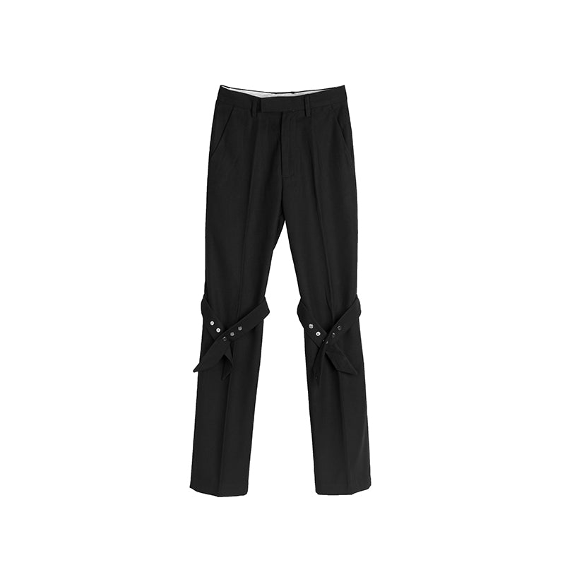 Knee Braid Structure Personality Straight Trousers For Men And Women