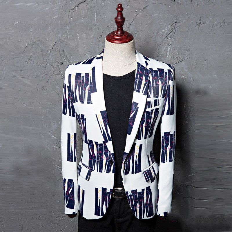 Spring And Autumn Men's Printed Suit Jacket