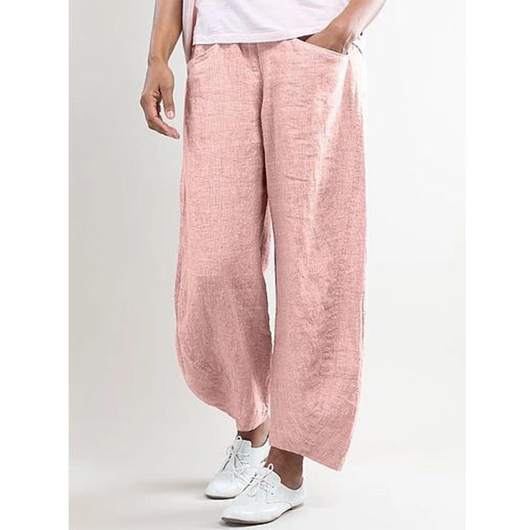 Cotton And Linen Trendy Trousers Wide-leg Casual Pants