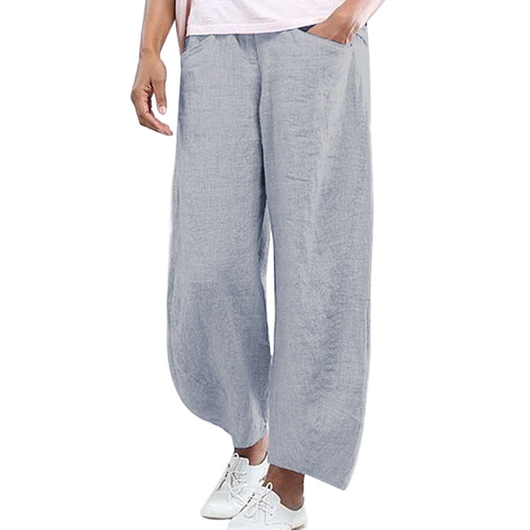 Cotton And Linen Trendy Trousers Wide-leg Casual Pants