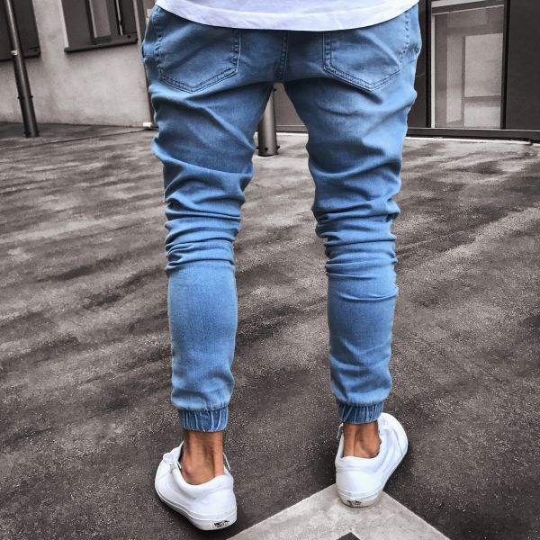 Men's Explosive Fashion Light Blue Skinny jeans