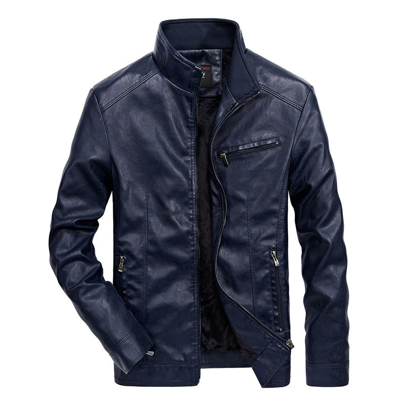 Chaqueta de cuero fina locomotora de primavera y otoño para hombre