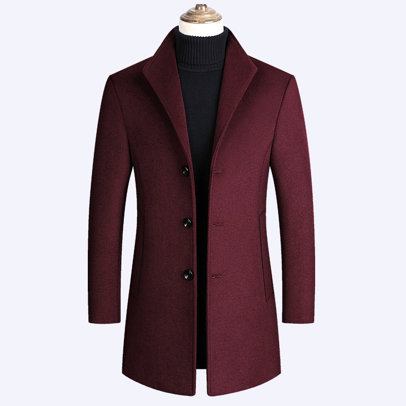 Woolen Coat Men Autumn And Winter Middle-Aged trench coat