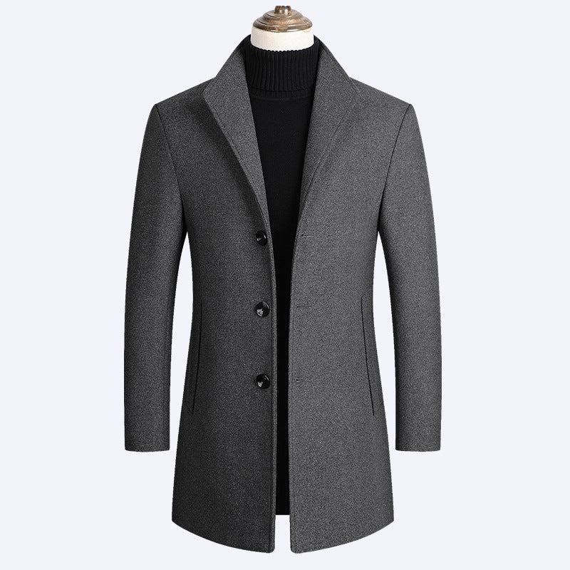 Woolen Coat Men Autumn And Winter Middle-Aged trench coat