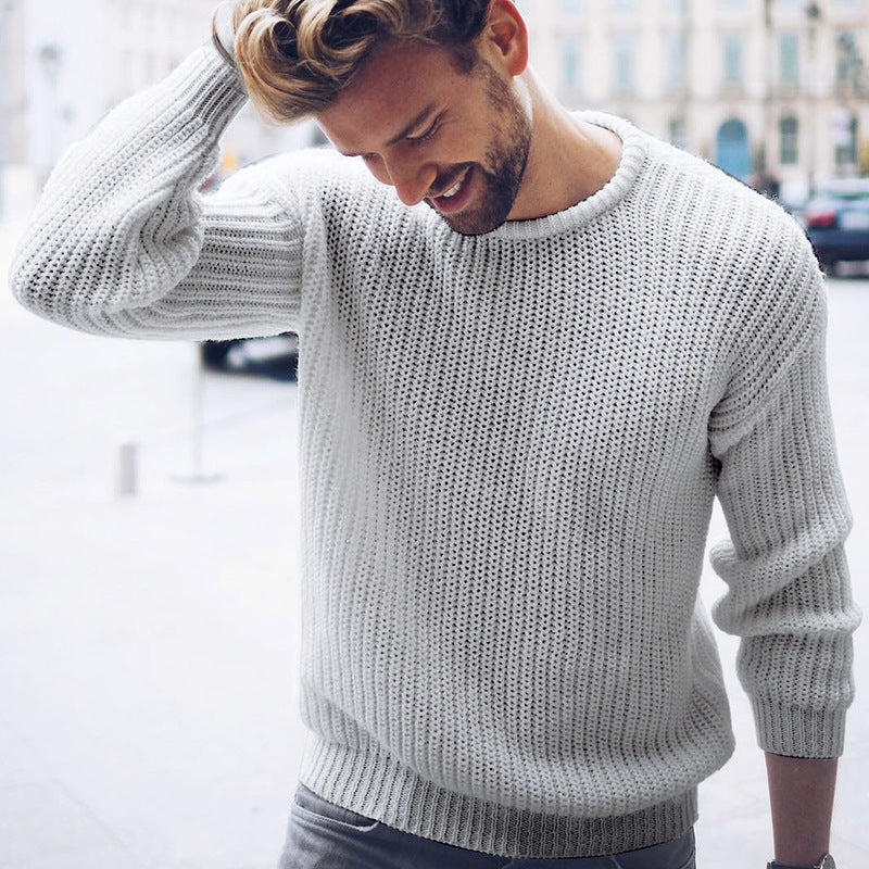 Men's Casual Solid Color Sweater Knitting