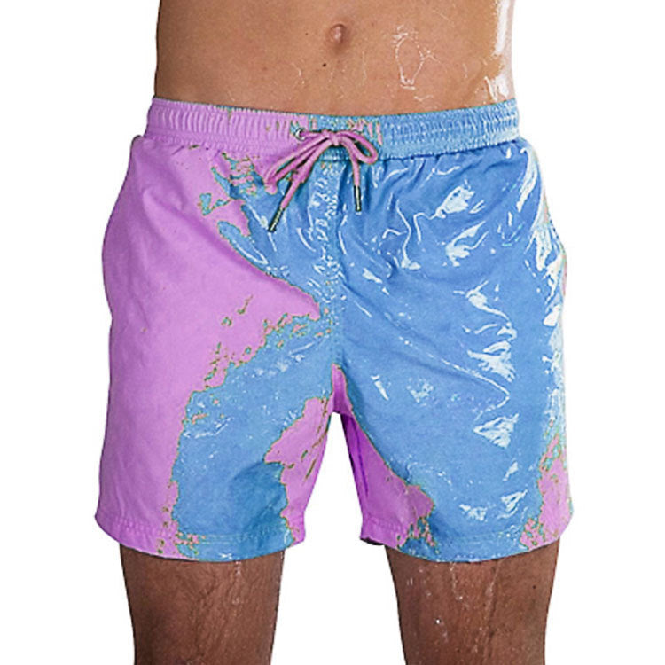 Pantalones cortos de playa mágicos con cambio de Color, bañadores de verano para hombres