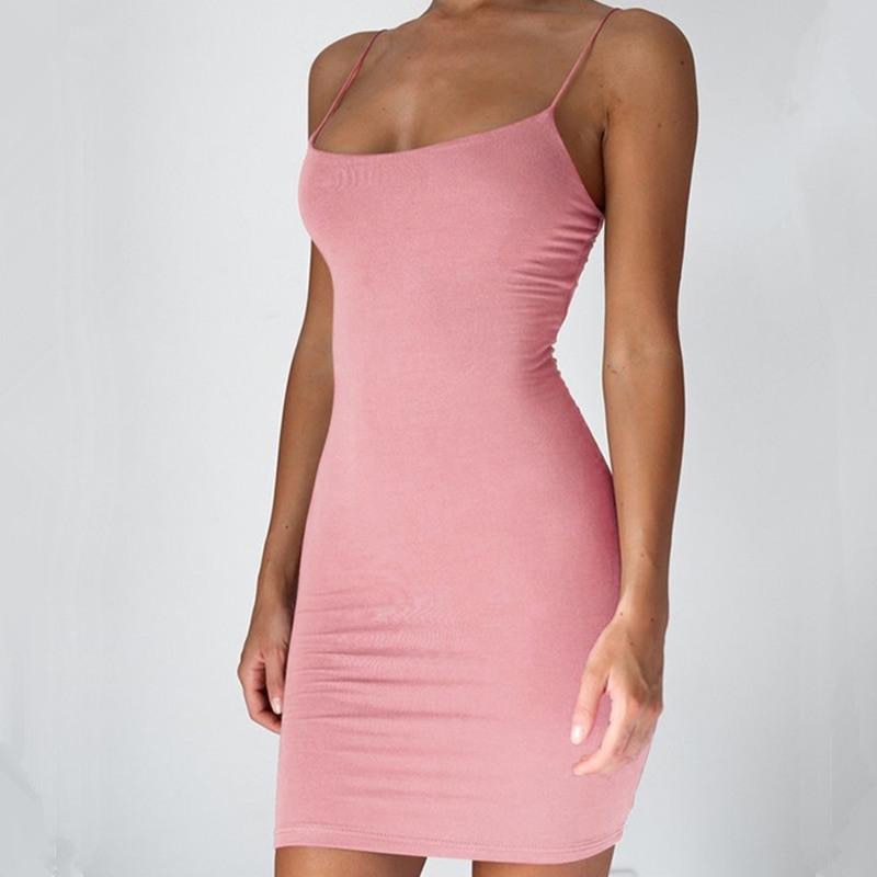 Pure Color Simple Hanging Neck Tight-fitting one piece