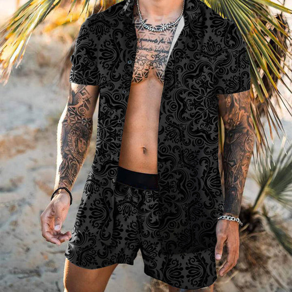 Camisa floral Playa Conjunto de verano de dos piezas para hombre