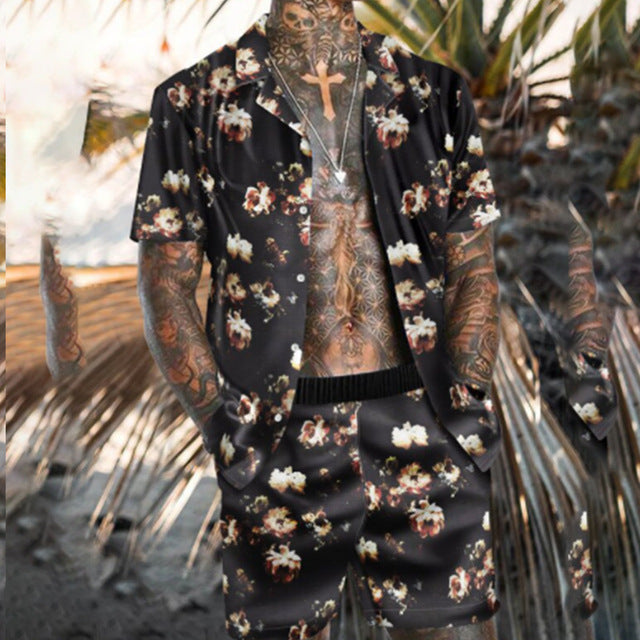 Floral Shirt Beach Two Piece summer set men