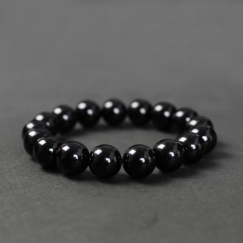 Black Agate Transfer Beads Bracelet For Men