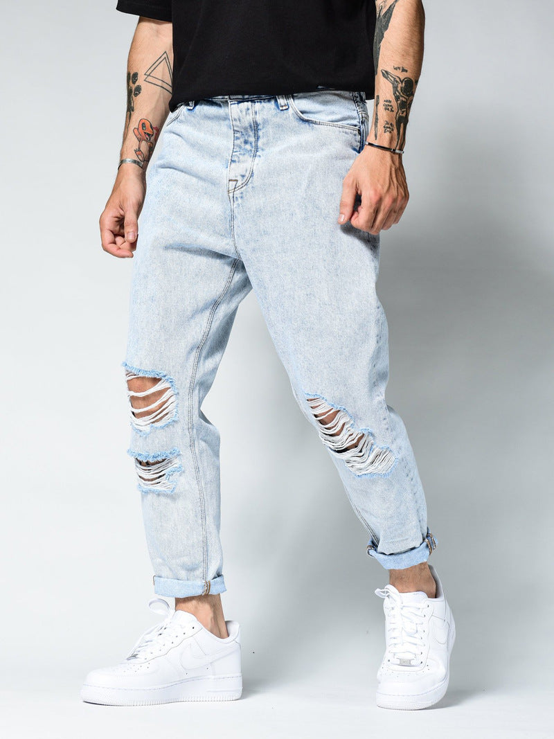 Ripped Slim Jeans For Men