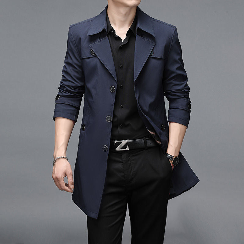 Windbreaker Men's Mid-length Casual Business Men's Suit Jacket