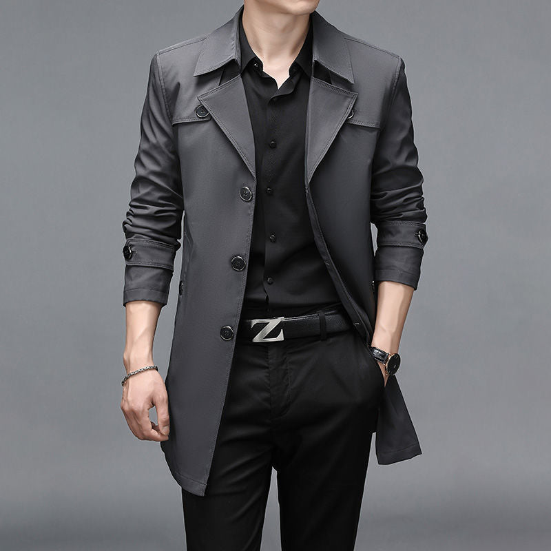 Windbreaker Men's Mid-length Casual Business Men's Suit Jacket