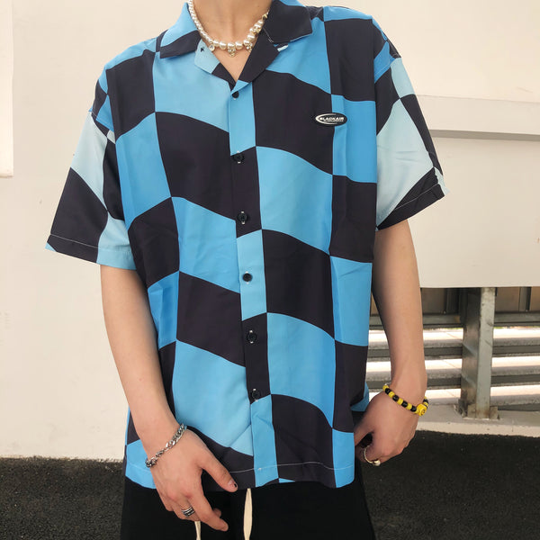 Camisa de manga corta a cuadros Tide Retro Checkerboard