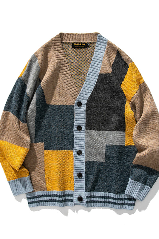 Colorblock Cardigan Sweater Men
