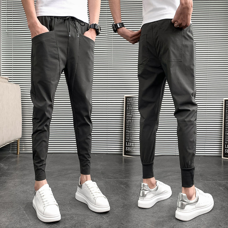 Slim Trousers Solid Color Harlan Trousers