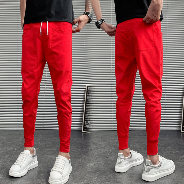 Slim Trousers Solid Color Harlan Trousers
