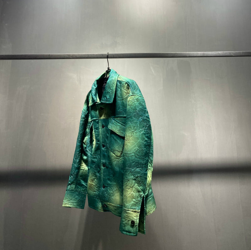 Thin Green Mesh Tie-dye Composite Cotton jacket