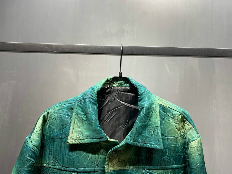 Thin Green Mesh Tie-dye Composite Cotton jacket