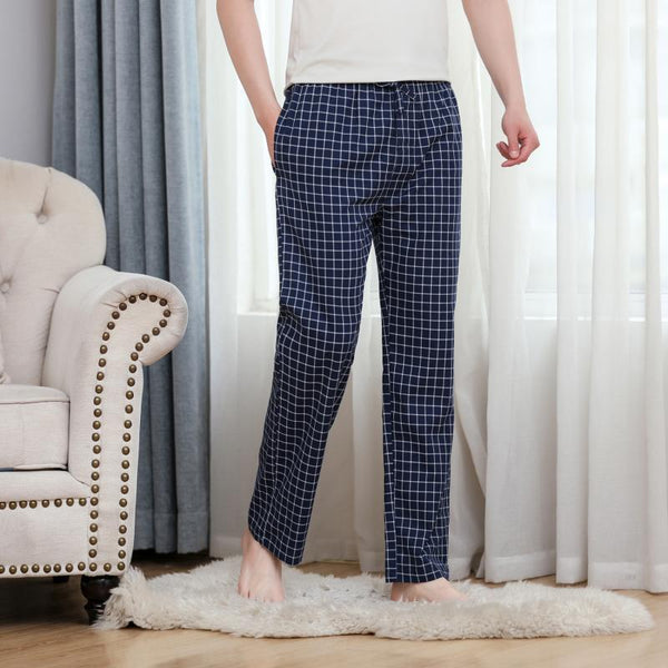 Pantalones de pijama a cuadros para hombre Pantalones Pijamas transpirables de algodón puro