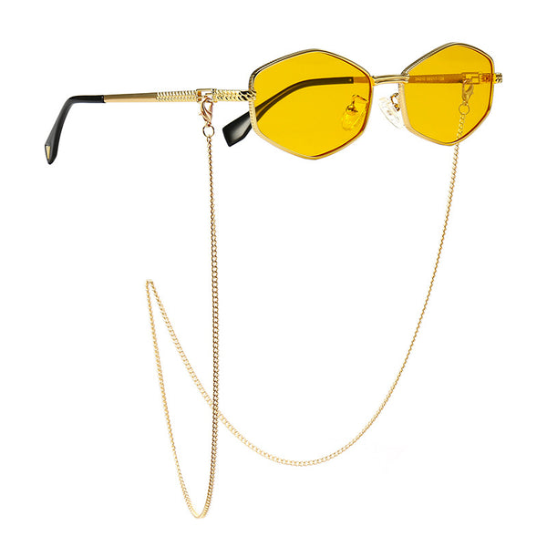 Gafas de sol con cadena y cinturón de cuerda, gafas de sol modernas y retro con tendencia de estrella