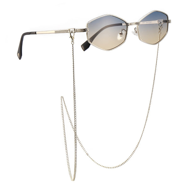 Gafas de sol con cadena y cinturón de cuerda, gafas de sol modernas y retro con tendencia de estrella