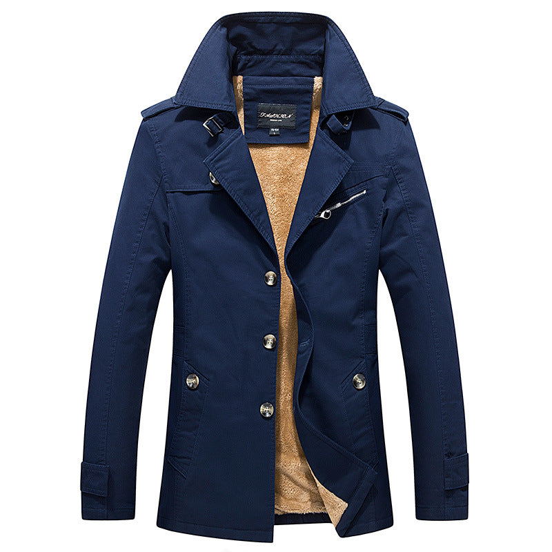 Fashionable And Simple Men's Mid-length Windbreaker Jacket