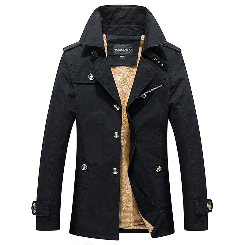 Fashionable And Simple Men's Mid-length Windbreaker Jacket