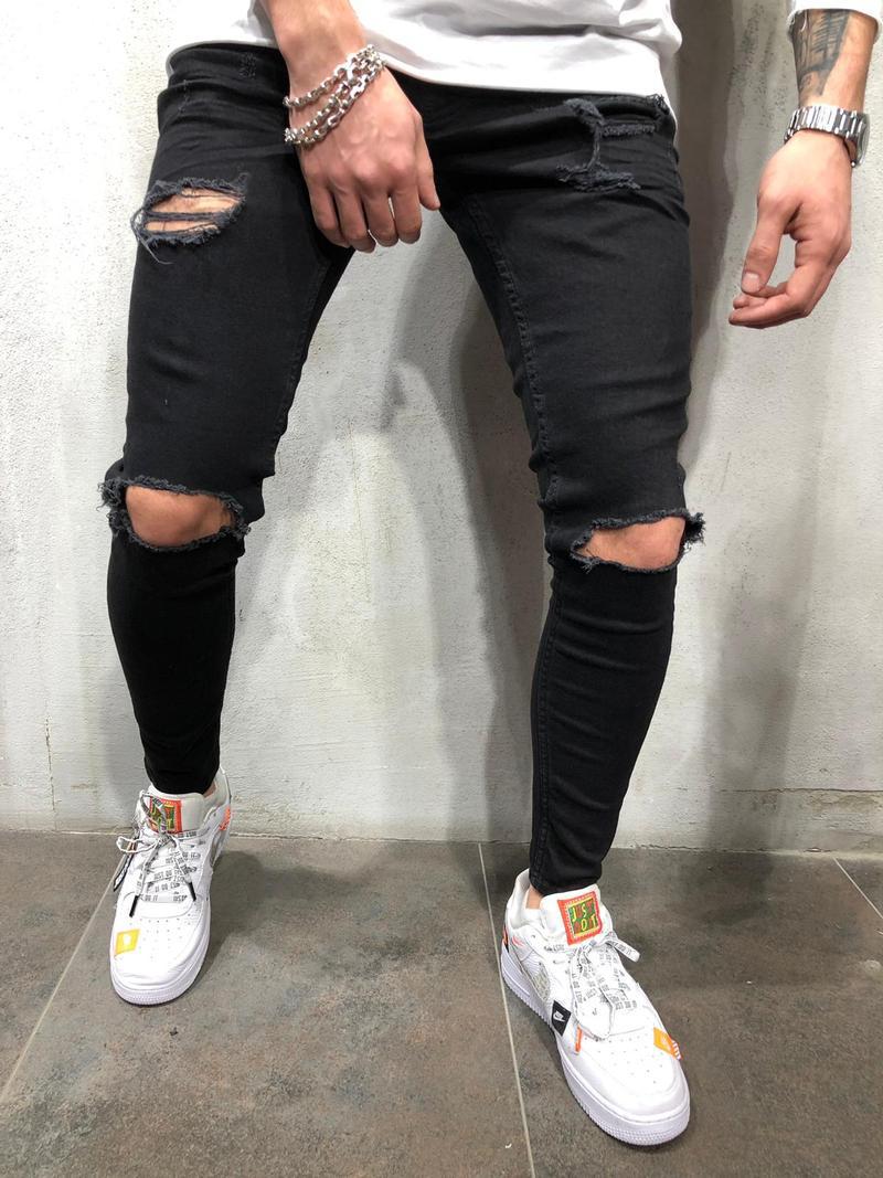 Men's Ripped Straight Leg Jeans