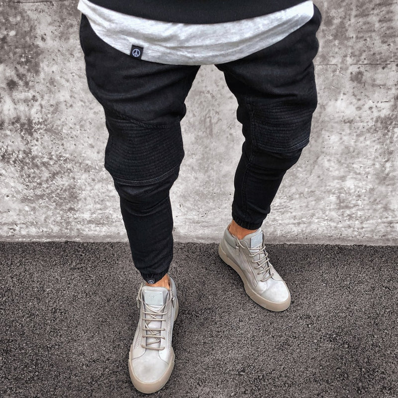 Stretchy Ripped Biker Jeans