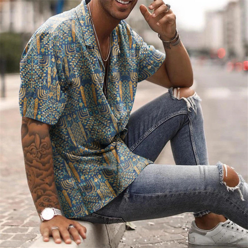 Loose Casual Retro-print Shirt