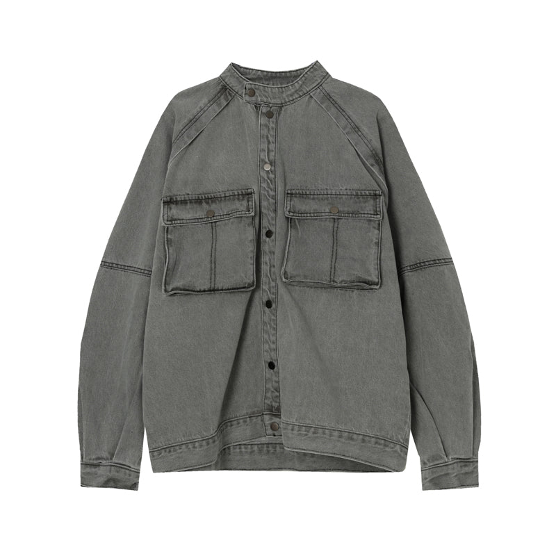 Multi-pocket Vintage Washed Denim Jacket