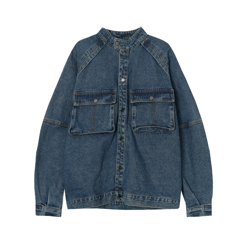 Multi-pocket Vintage Washed Denim Jacket