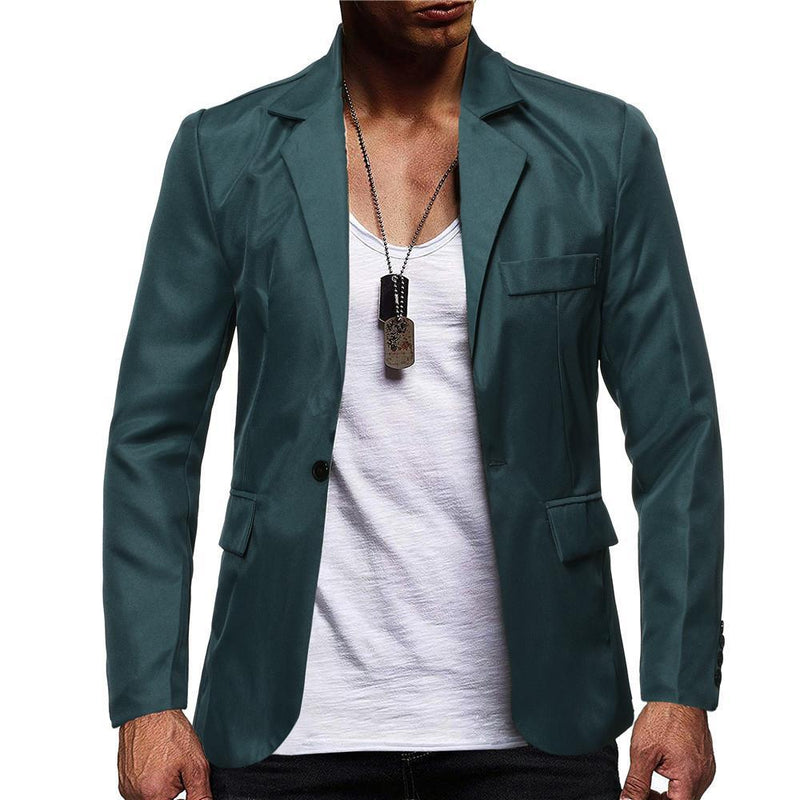 Chaqueta de traje casual nueva de una hilera de color sólido para hombre