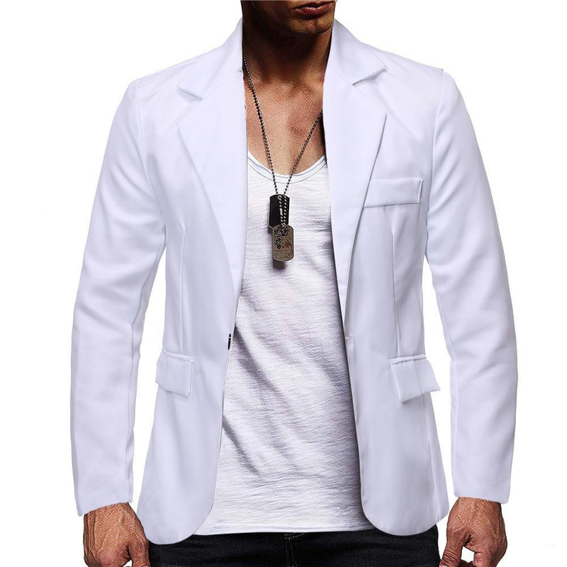 Chaqueta de traje casual nueva de una hilera de color sólido para hombre