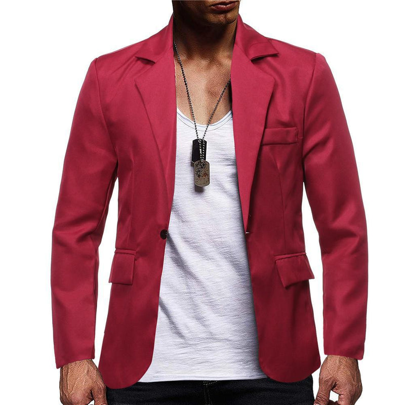 Chaqueta de traje casual nueva de una hilera de color sólido para hombre