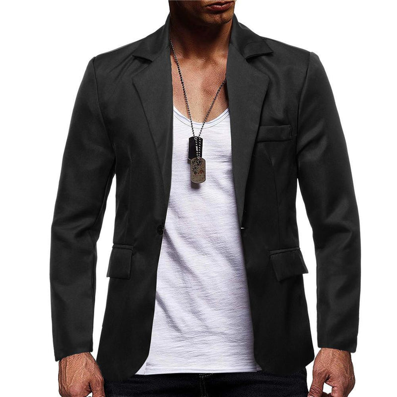 Chaqueta de traje casual nueva de una hilera de color sólido para hombre