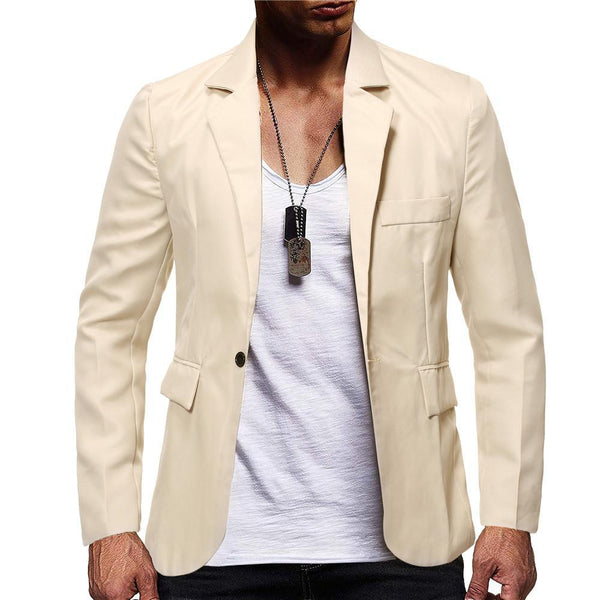 Chaqueta de traje casual nueva de una hilera de color sólido para hombre