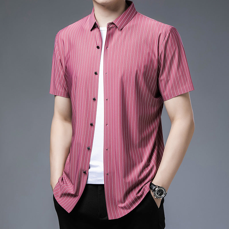 Middle-aged Short Sleeve Business Shirt With Lapel