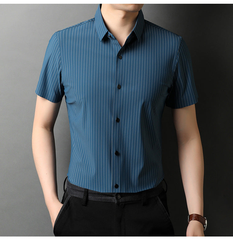 Middle-aged Short Sleeve Business Shirt With Lapel