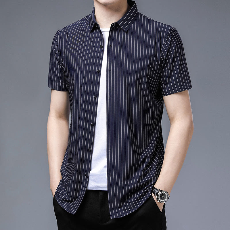 Middle-aged Short Sleeve Business Shirt With Lapel