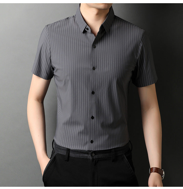 Middle-aged Short Sleeve Business Shirt With Lapel