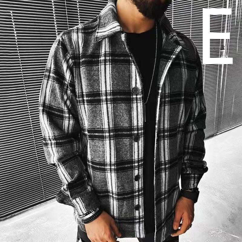 Men's Long Sleeve Plaid Shirt Jacket