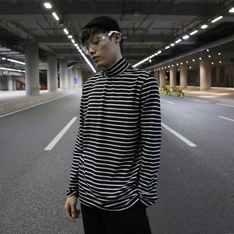 Striped turtleneck bottoming sweater