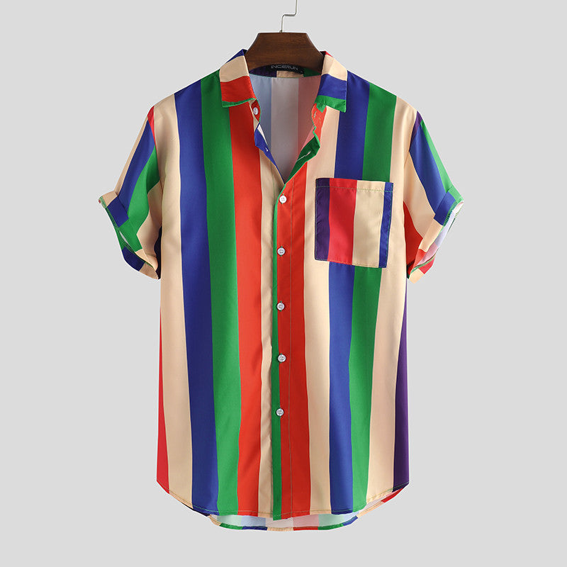 Color Stripe Printed Shirt