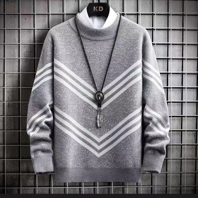 Suéter de lana de visón que hace punto el suéter de fondo engrosado para hombres