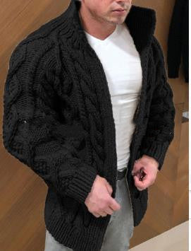 Button rope cardigan sweater men